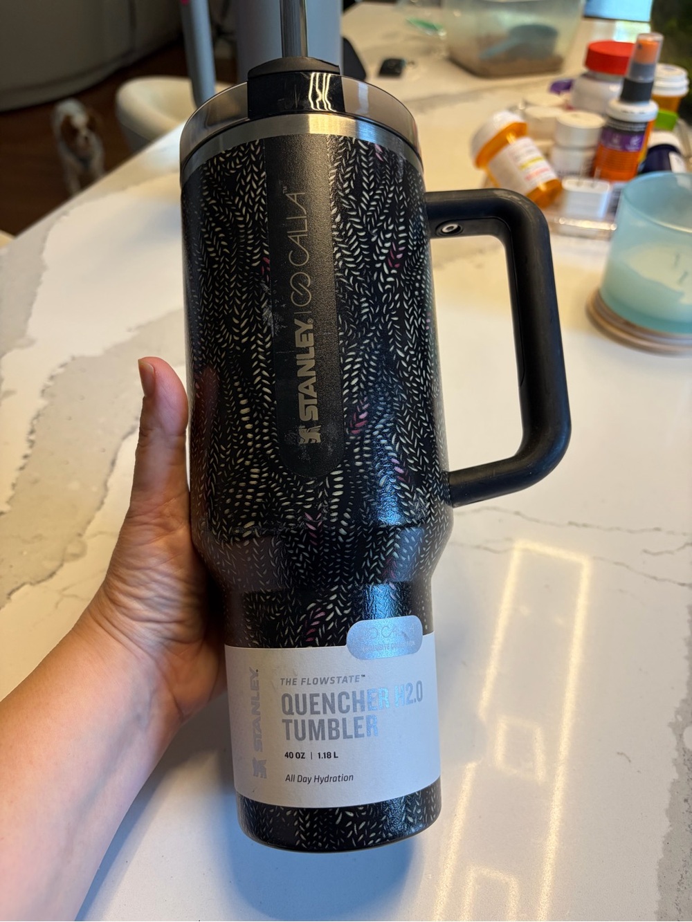 Stanley (& Calia) Black Pattern Quencher Tumbler with Handle NWT